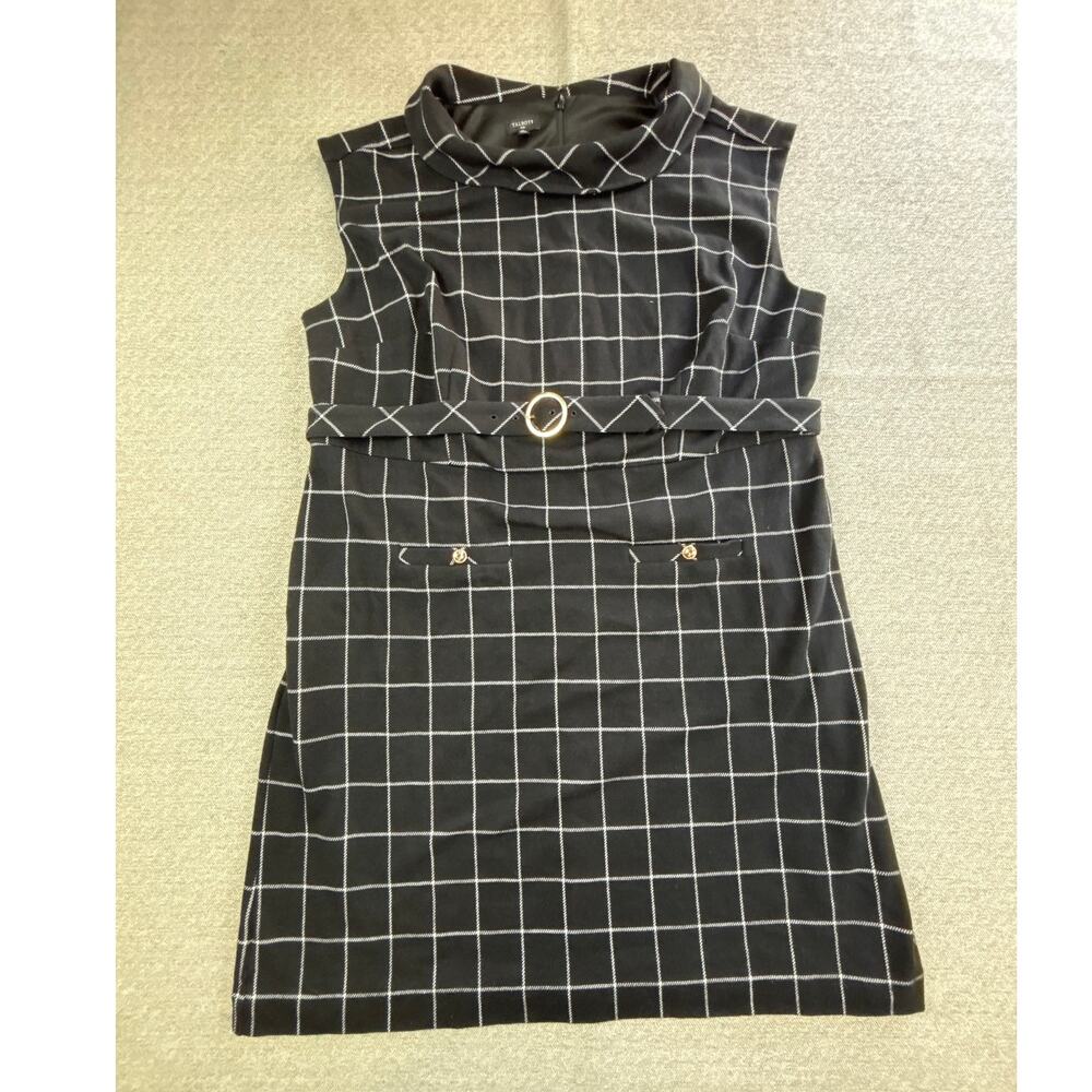 Talbots Black Belted Dress Sz 18 W - White Design Detail Business Work A Line